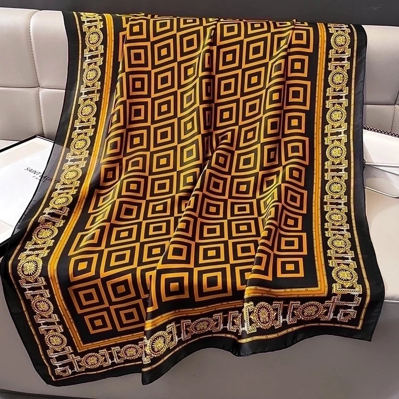 Women's Elegant Geometric Satin Silk Scarf