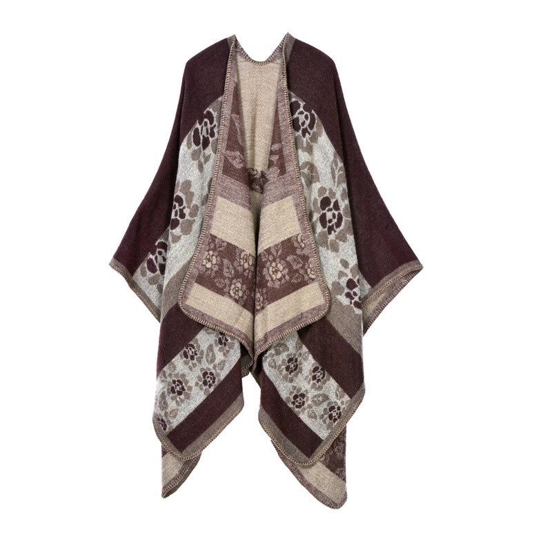 Women's Retro Lattice Imitation Cashmere Sewing Shawls