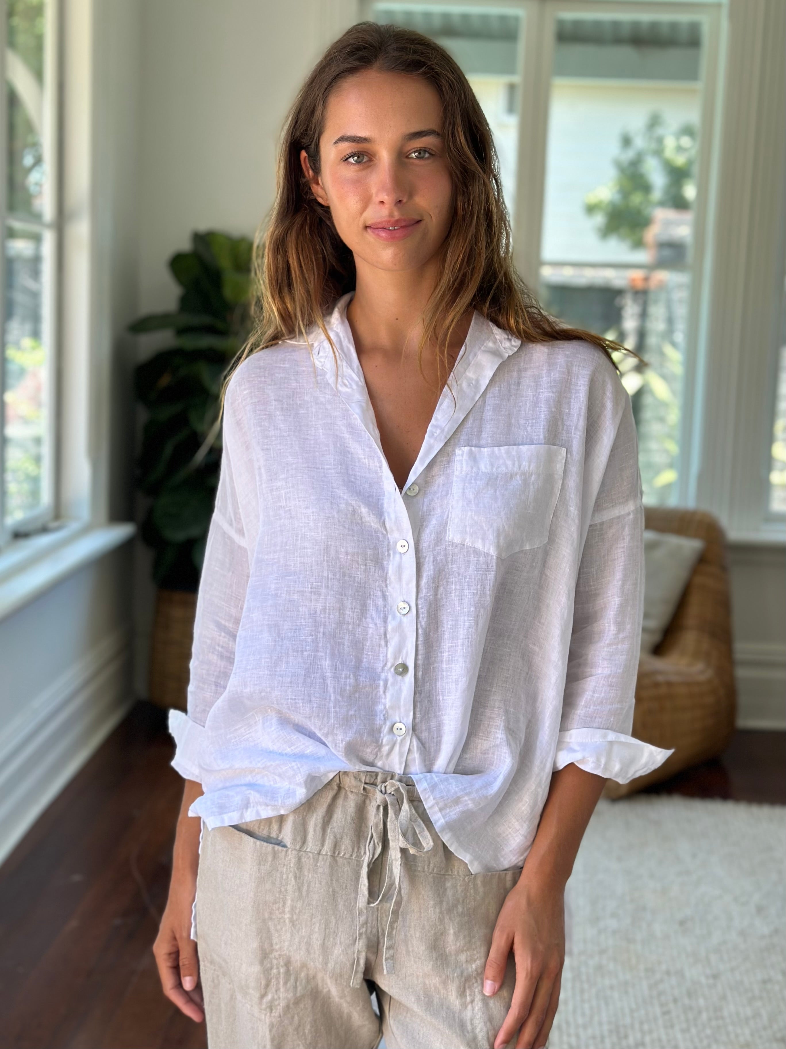 rosie shirt - white linen