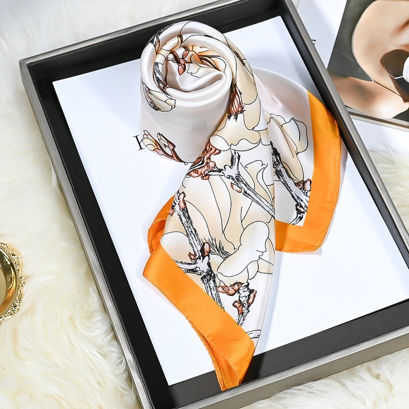 Women's Elegant Classic Style Flower Imitated Silk Silk Scarf