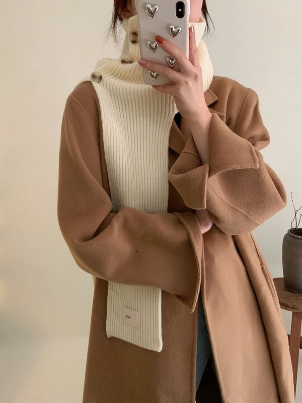 Women's Scarf Winter New Fashion Outer Pullover Scarf Women's Solid Color Collar Wool Knitted Shawl