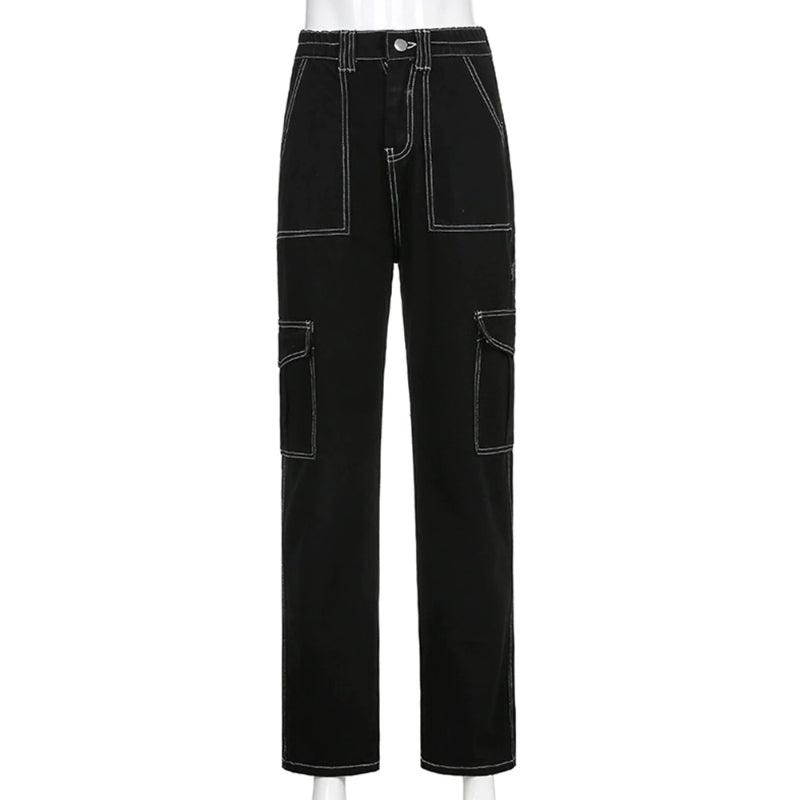 Patchwork Streetwear Baggy Jeans For Women
