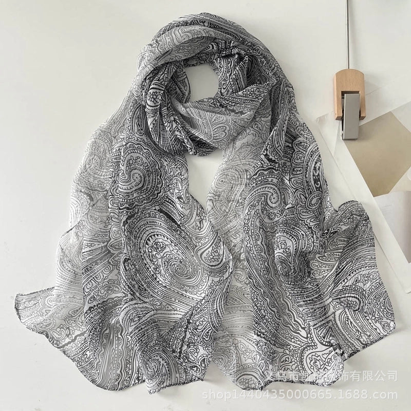 Women's Vacation Color Block Floral Polyester Silk Scarves