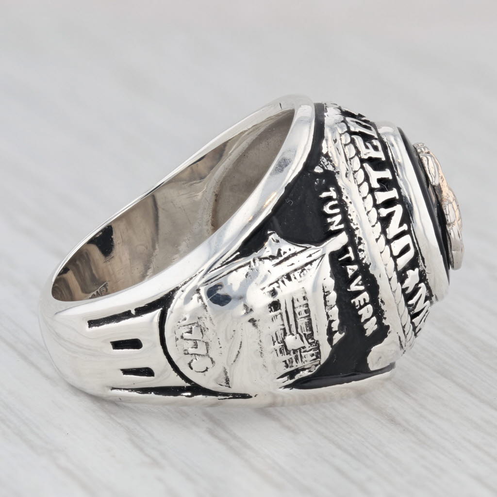 United States Marine Corps Onyx Signet Ring Sterling Silver Size 9 AS IS