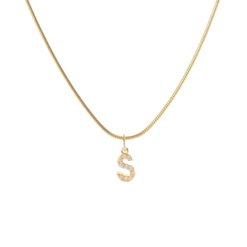 Fashion Letter Titanium Steel Plating Zircon Pendant Necklace
