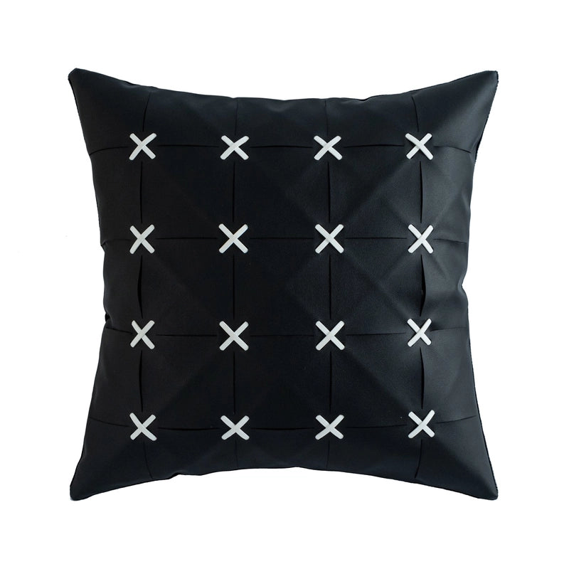 Classic Style Geometric Lattice Solid Color Pu Leather Pillow Cases Couch & Sofa Decor