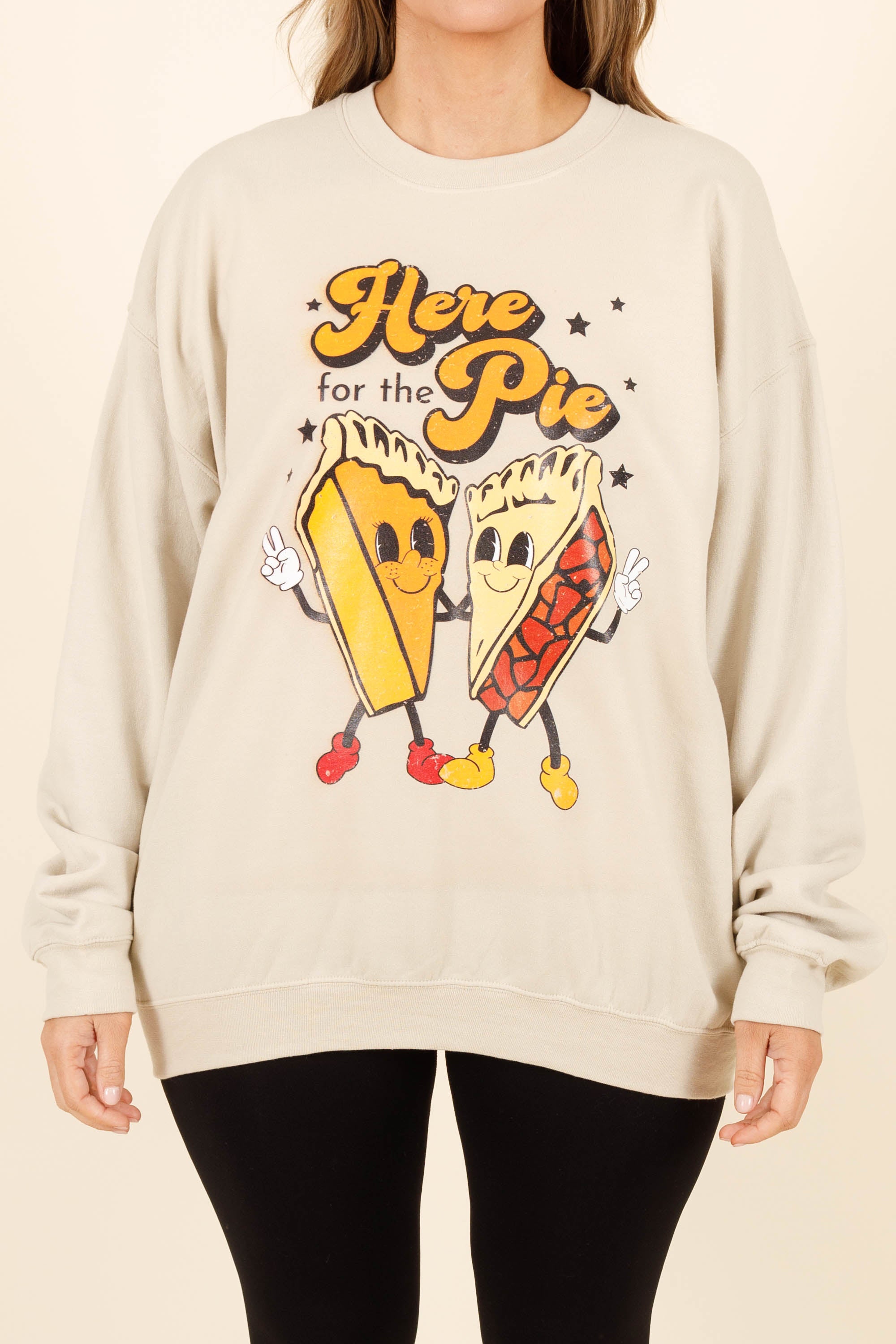 Dancing Pies Sweatshirt. Sand