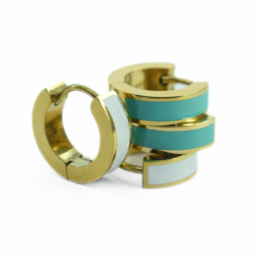 10mm White hoops - Gold