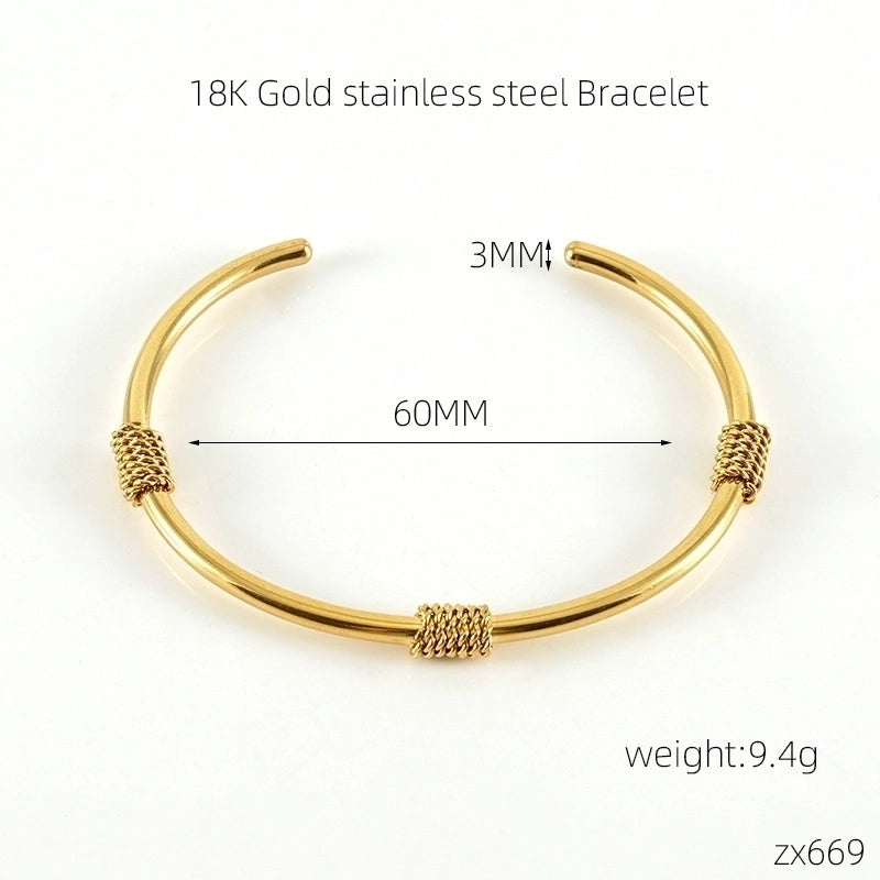 Retro Geometric Snake Stainless Steel Bangle