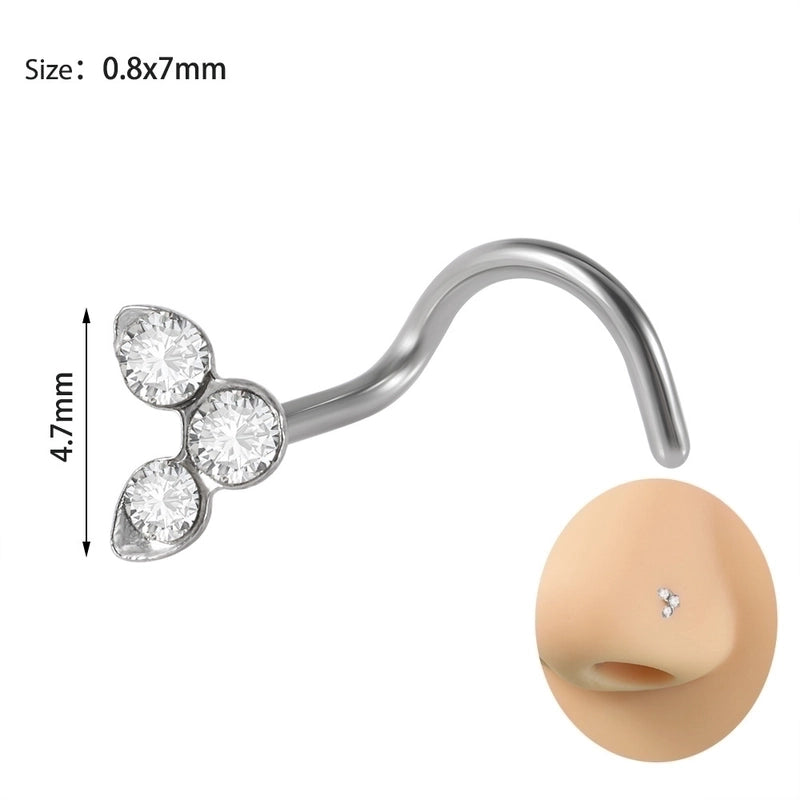 2 Pieces Nose Rings & Studs Minimalist Star 304 Stainless Steel Inlay Rhinestones