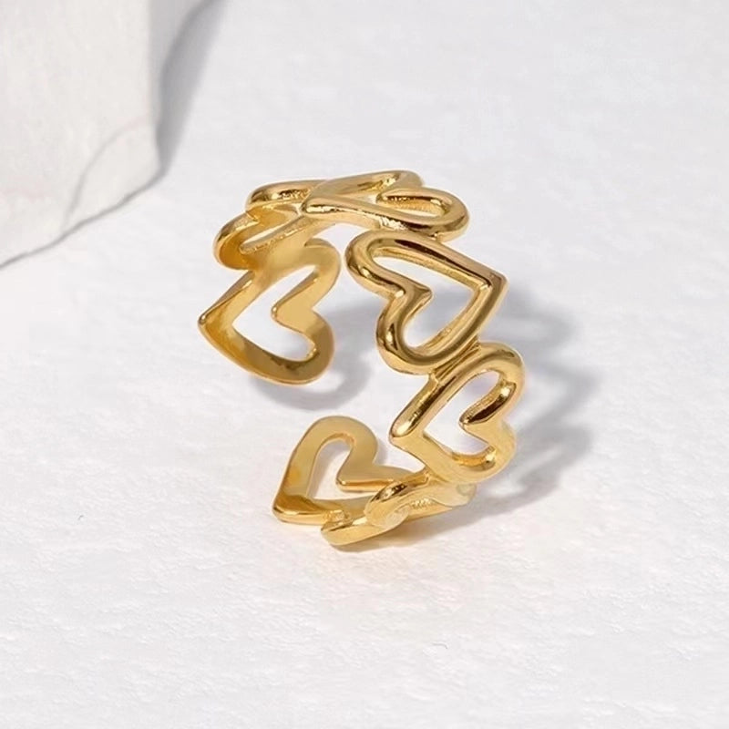 Retro Geometric Stainless Steel Gold Plated Plating Open Rings