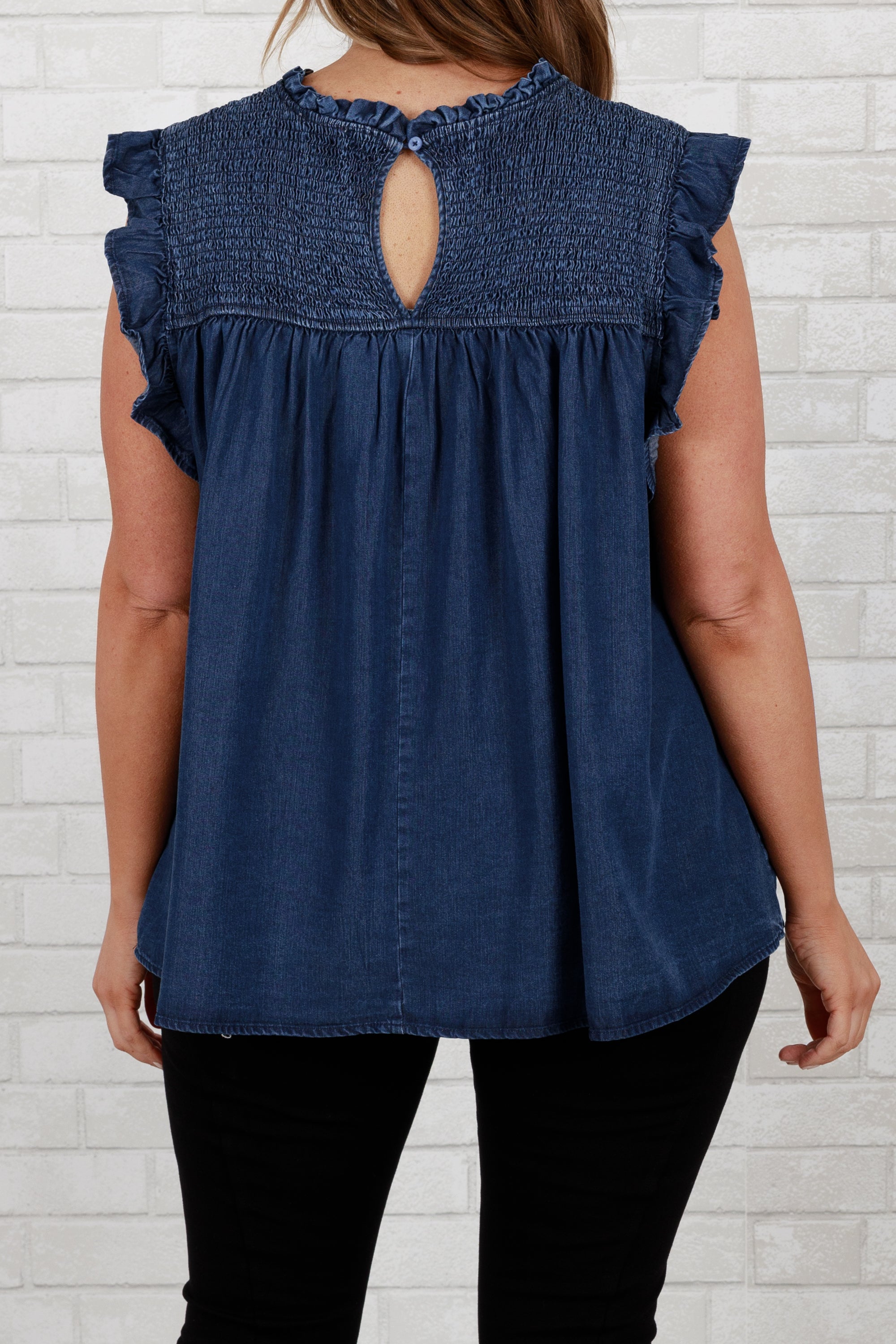 Perfect Imperfections Top. Dark Denim