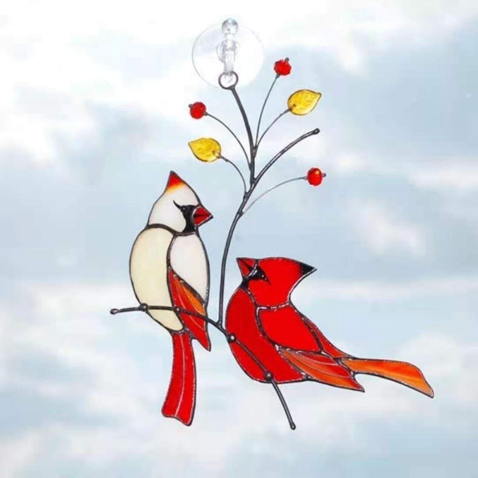 🔥48% OFF-Pair of Cardinal bird stained ornament