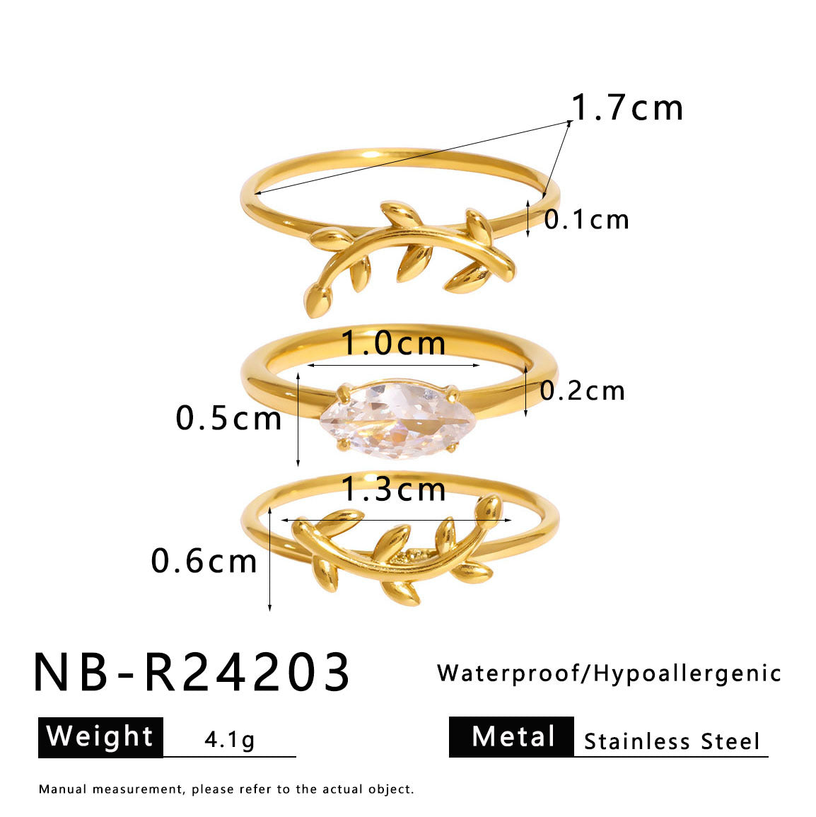 Zircon Love Four-Leaf Flower Stainless Steel Ring Female Design Niche Versatile Ring