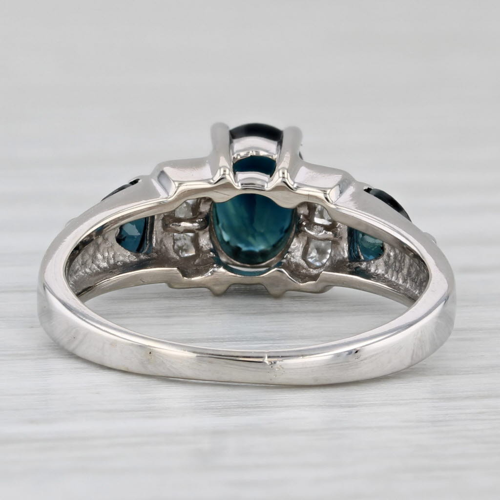 1.69ctw Oval Blue Sapphire Diamond Ring 14k White Gold Size 6