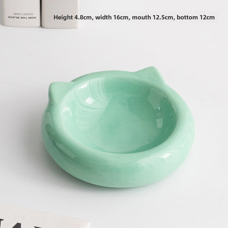 Shumen Ceramic Cat Food Bowl Plate Dog Food Bowl Anti-knock Simple Modern Pet Bowl Puppy Drinking Bowl Cat Bowl