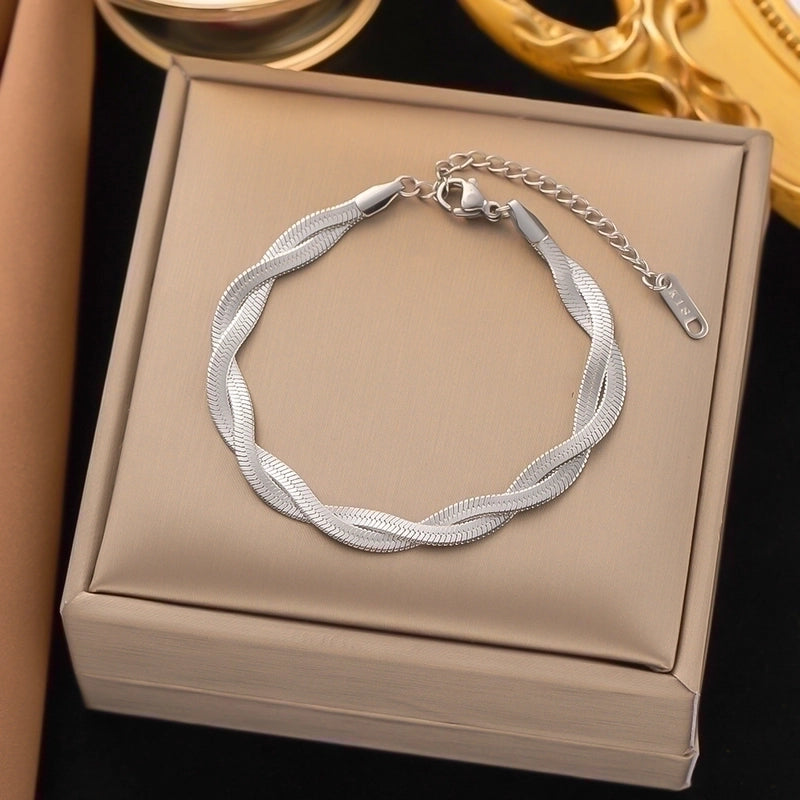 304 Stainless Steel 18K Gold Plated Rose Gold Plated Streetwear Plating Solid Color Layered Necklaces