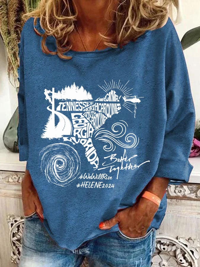 Women's Hotspot Hurricane Helen Disaster Relief Printed Casual Sweatshirt