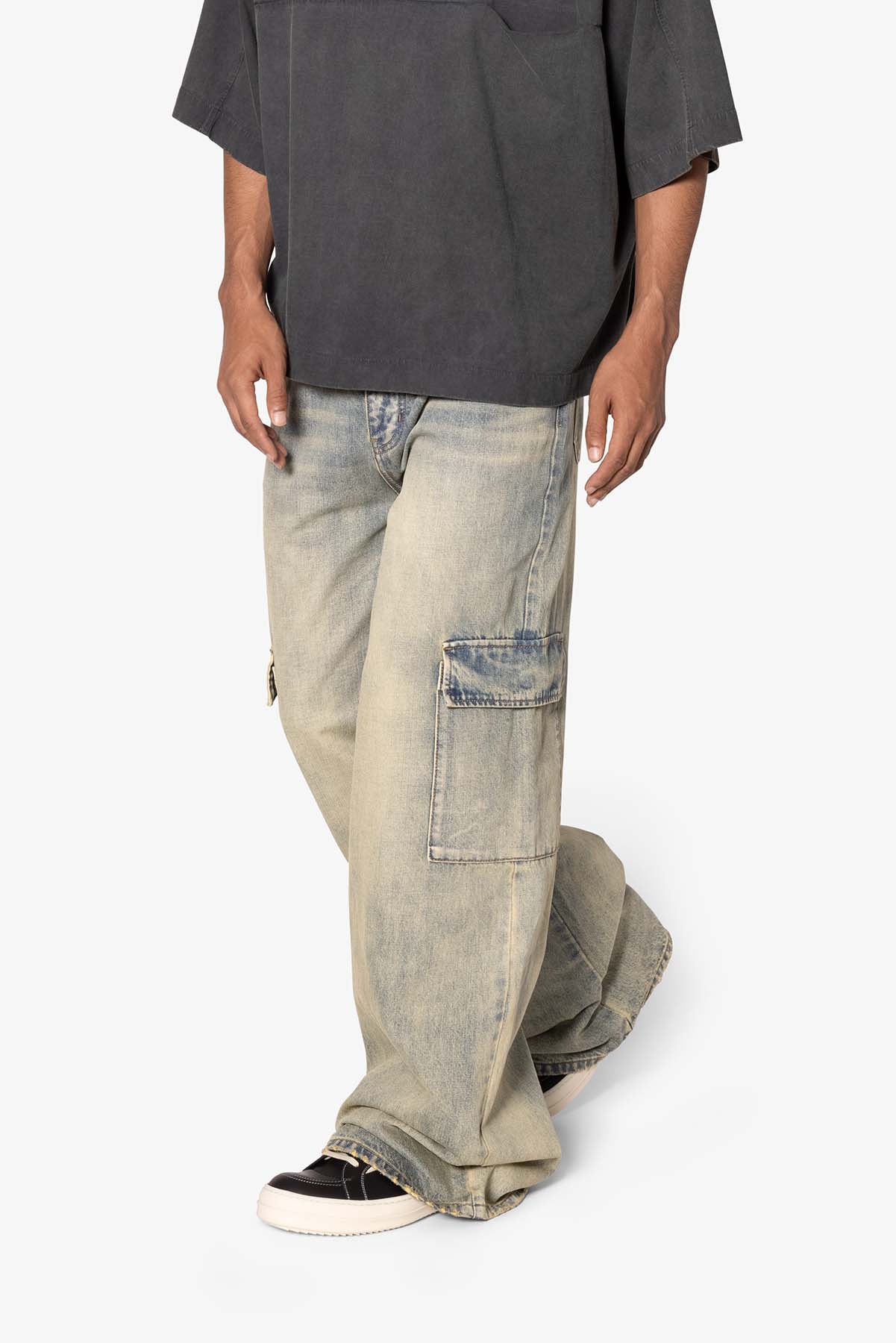 Void Baggy Cargo Denim - Medium Blue