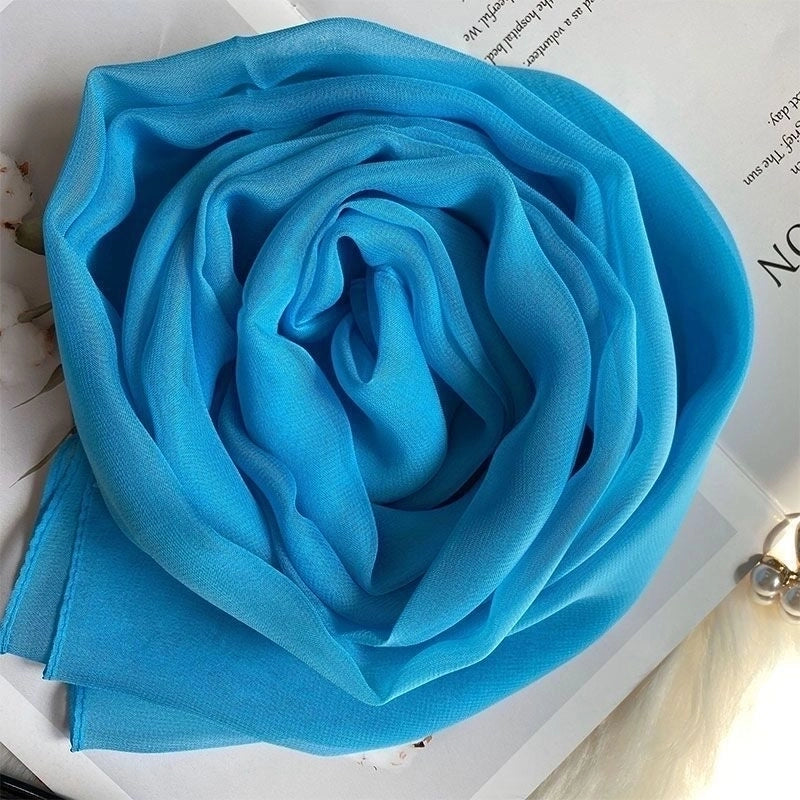 Women's Basic Lady Solid Color Georgette Silk Scarf