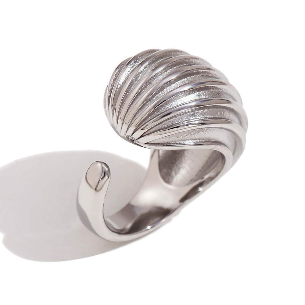 Vintage Fashion Retro Circle Geometric Stainless Steel 18K Gold Plated Rings