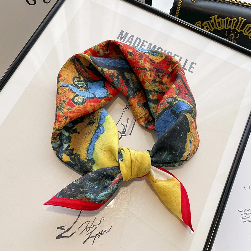 Women's Elegant Geometric Satin Printing Silk Scarves