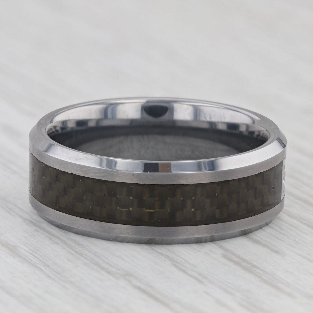 New 0.15ctw Diamond Tungsten Carbide Ring Men's Wedding Band Size 11