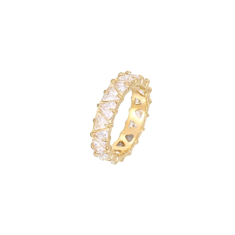 Minimalist Shiny Heart Shape 304 Stainless Steel Zircon 16K Gold Plated White Gold Plated Inlay Rings