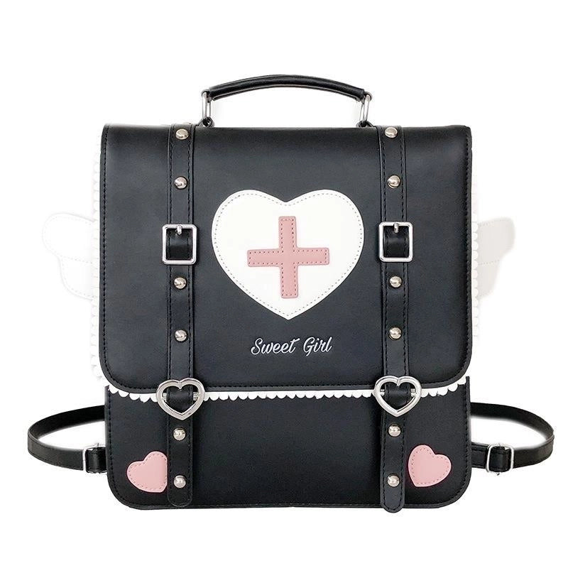 Women's Medium Summer Pu Leather Color Block Streetwear Square Flip Cover Fashion Backpack