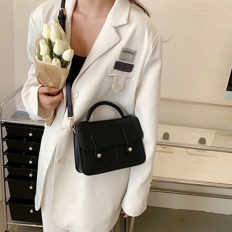 Women's Small Pu Leather Geometric Elegant Zipper Square Bag
