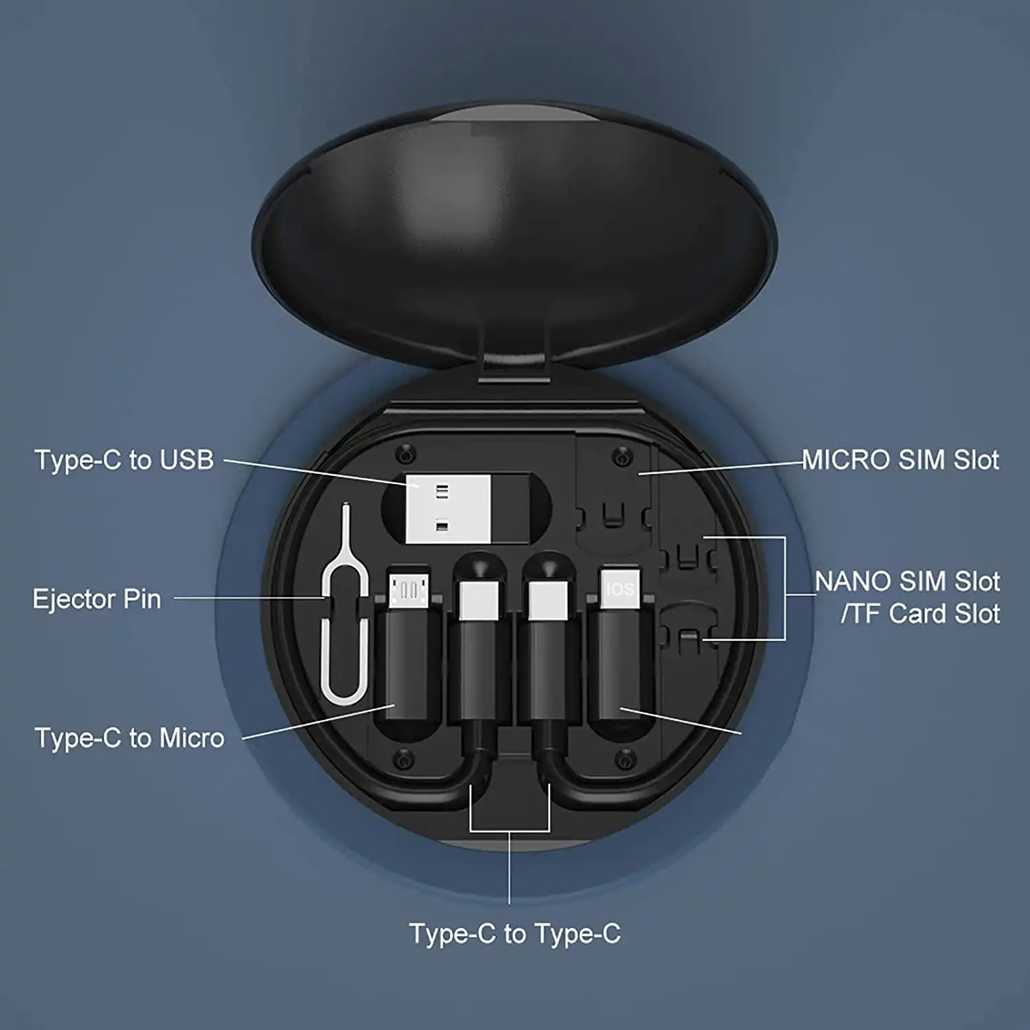 Portable Usb Adapter Kit Cable Convertor Storage Box Fast Charging Data Cable Phone Holder Promotional Gift For Travel