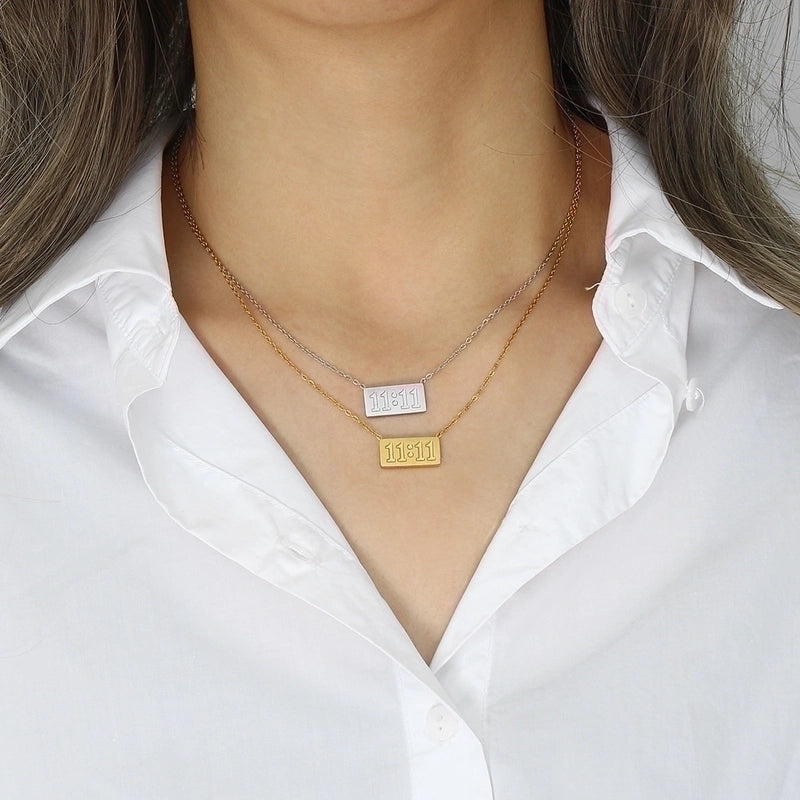 Fashion Number 304 Stainless Steel No Inlaid 18K Gold Plated Plating Necklace