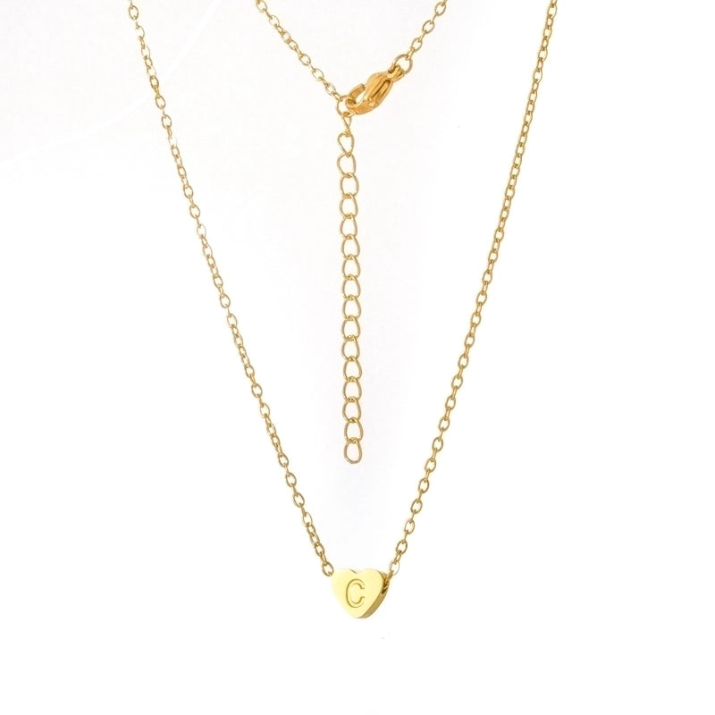 Stainless Steel Titanium Steel 18K Gold Plated Minimalist Letter Heart Shape None Pendant Necklace
