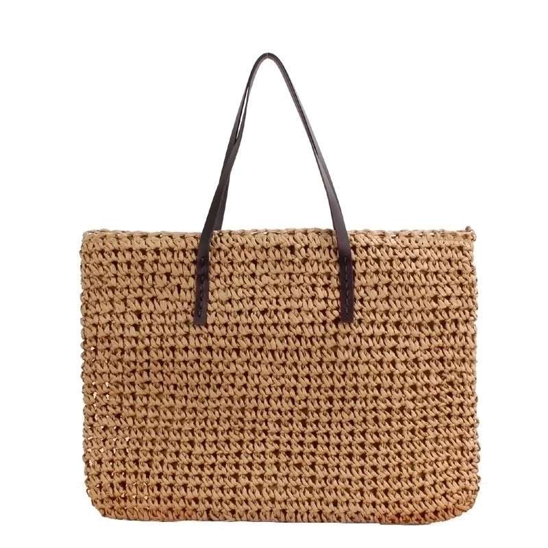 Women's Large Spring&summer Cotton Rope Basic Straw Bag