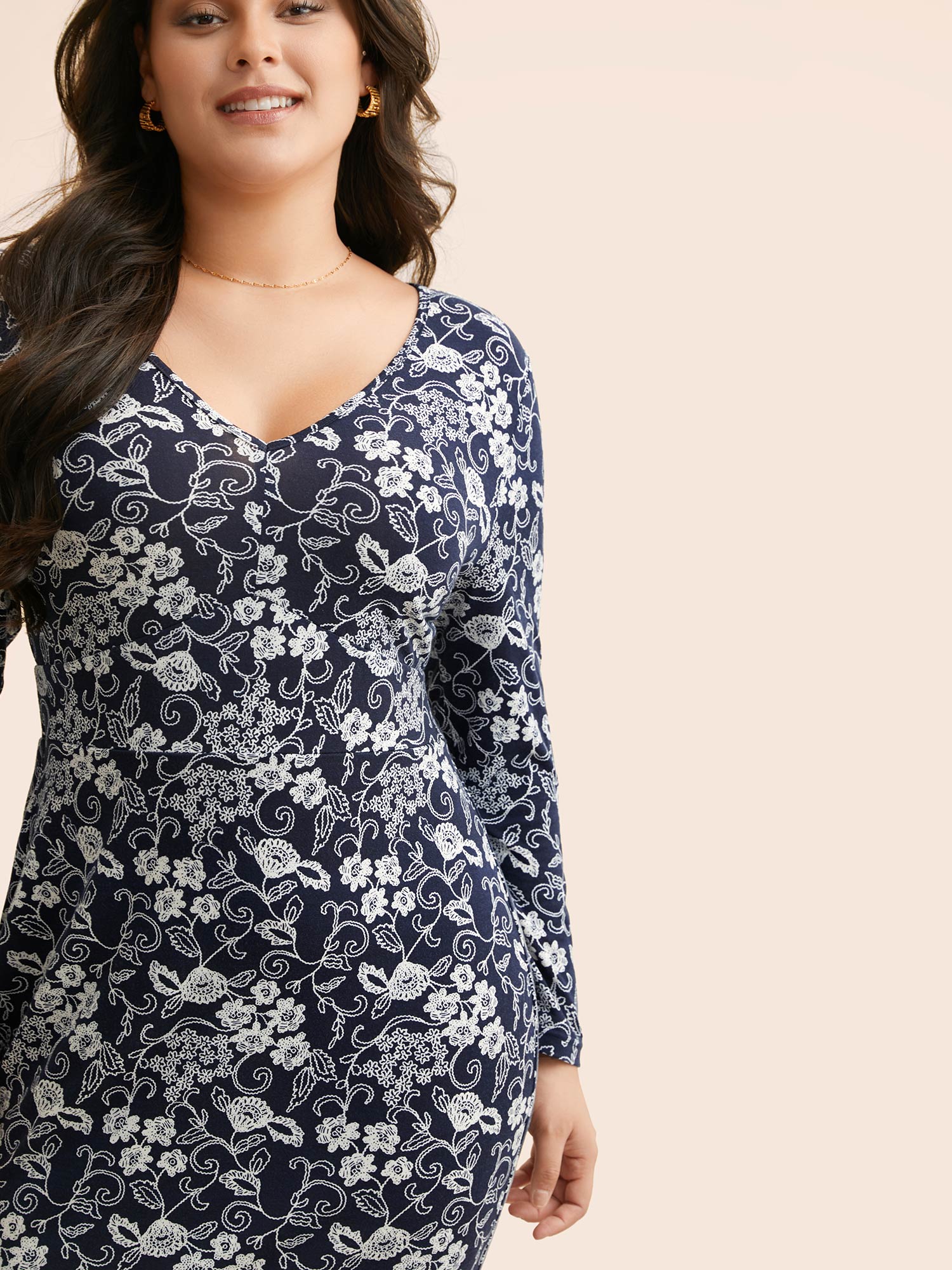 Floral Slit Hem Slim Fit Dress