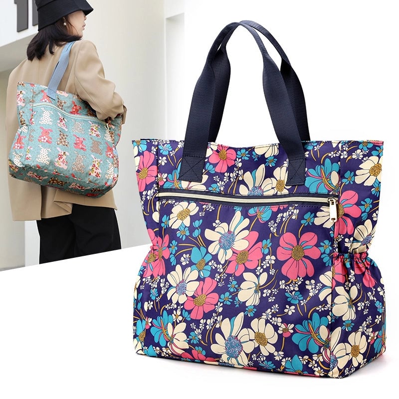 Women's Large Nylon Color Block Vintage Style Classic Style Square Zipper Handbag