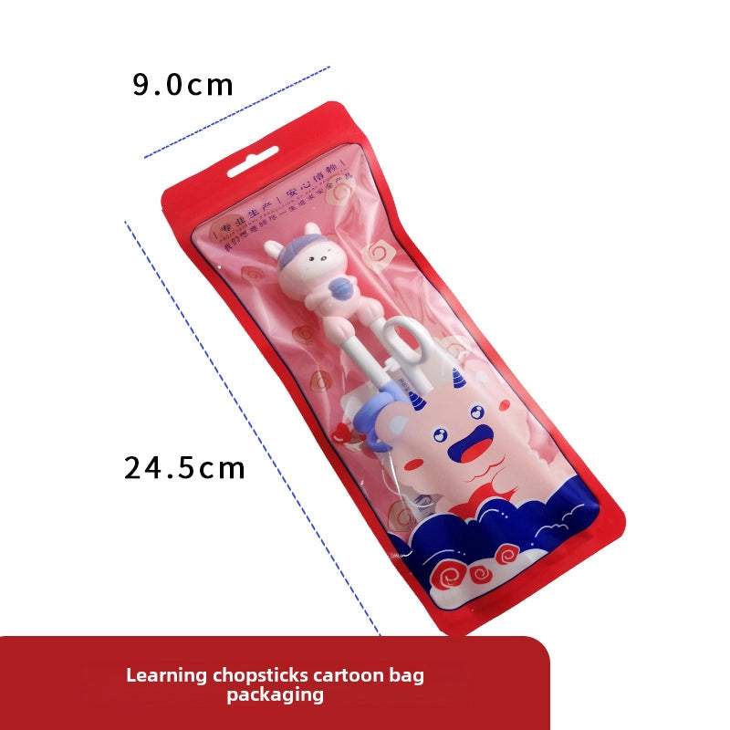 Portable Feeding Children's Tableware Set Cartoon Learning Chopsticks Training Chopsticks 304 Stainless Steel Spoon Fork