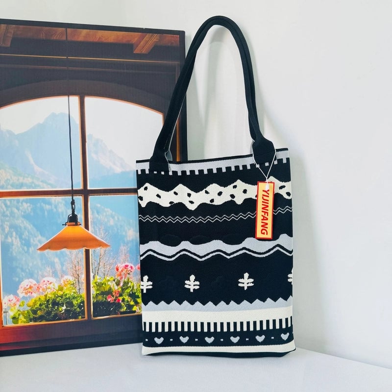 Women's Large Polyester Geometric Streetwear Square Open Handbag