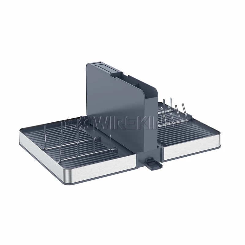 SUS Anti-rust Foldable Dish Rack Kitchen Utensil Holder Over the Sink Plate Holder Rack with Small Package