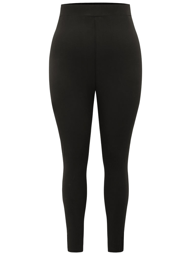 High Rise Pleated Elastic Waist Skinny Leggings