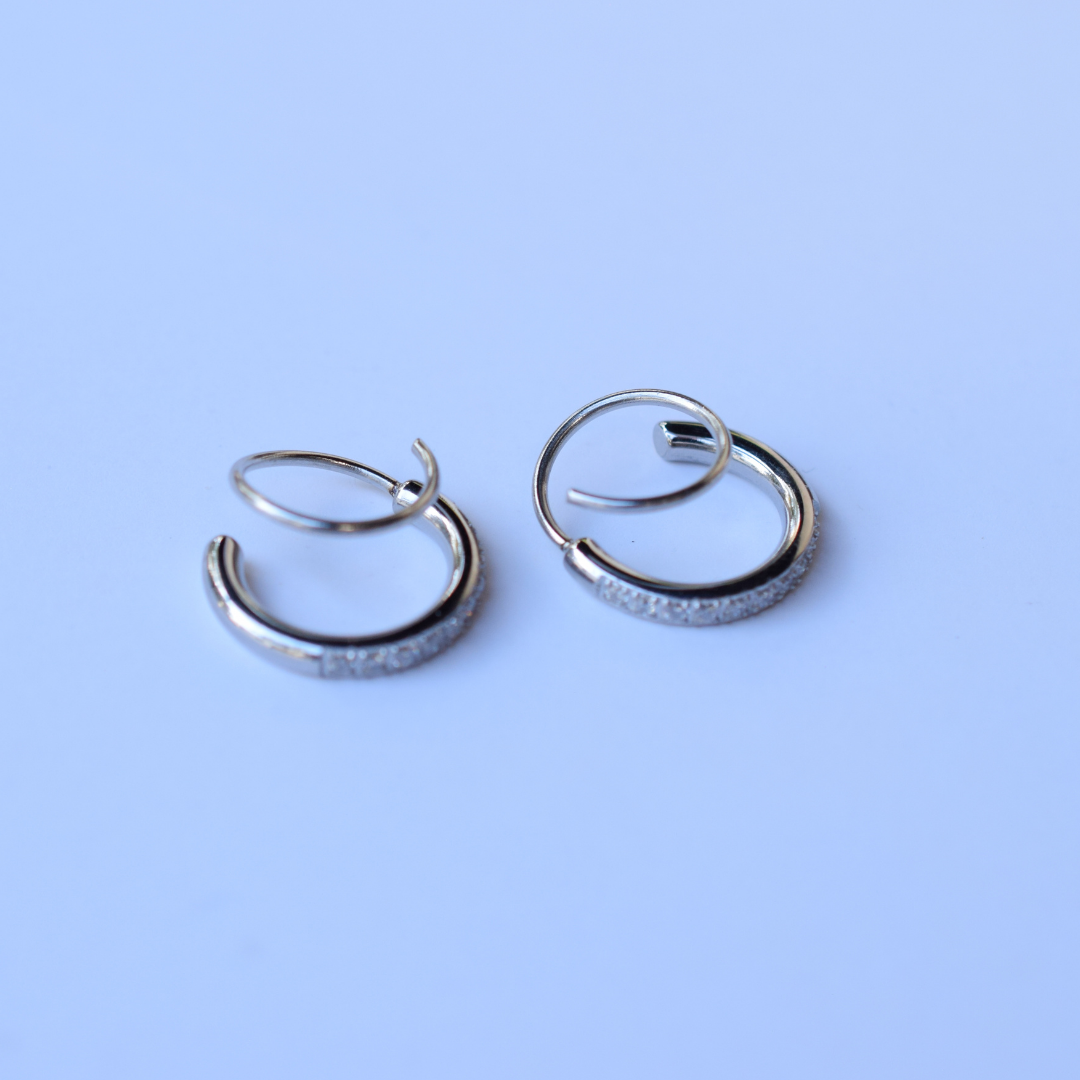 Twisted diamond style hoops - Silver
