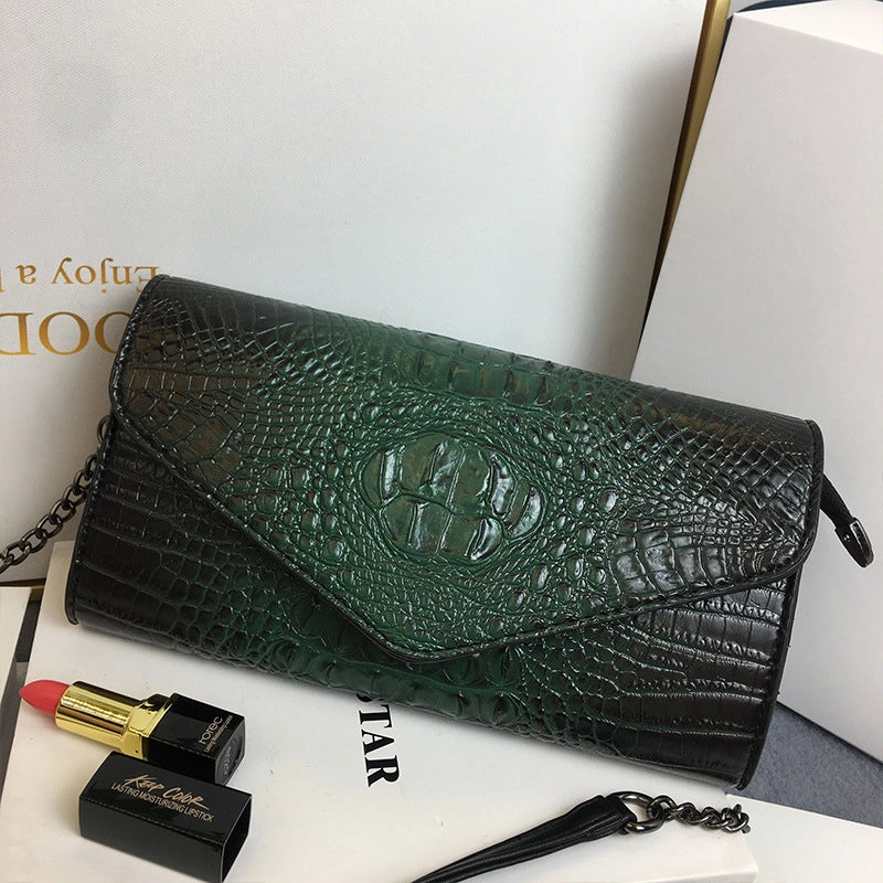 Red Brown Grey Pu Leather Crocodile Square Clutches