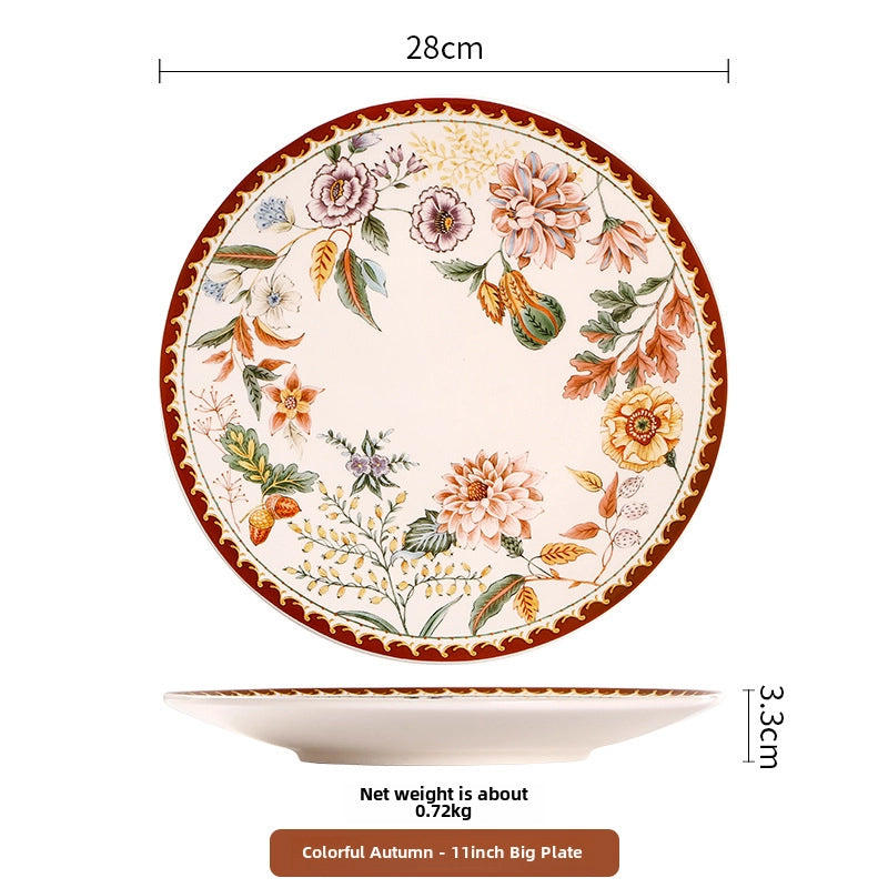 Ceramic Plate Creative Retro Western Steak Large Flat Plate Household Rectangular Plate New
