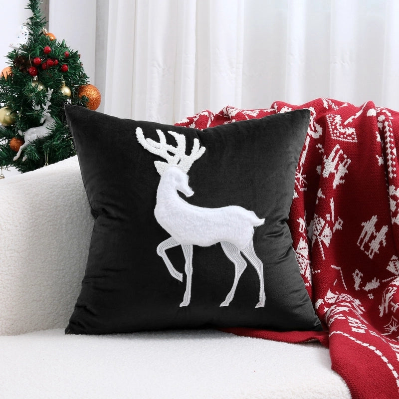 Fashion Christmas Tree Elk Short Plush Pillow Cases