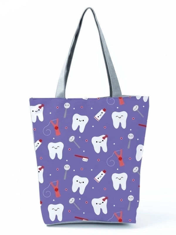 Women's Basic Letter Polyester Shopping Bags