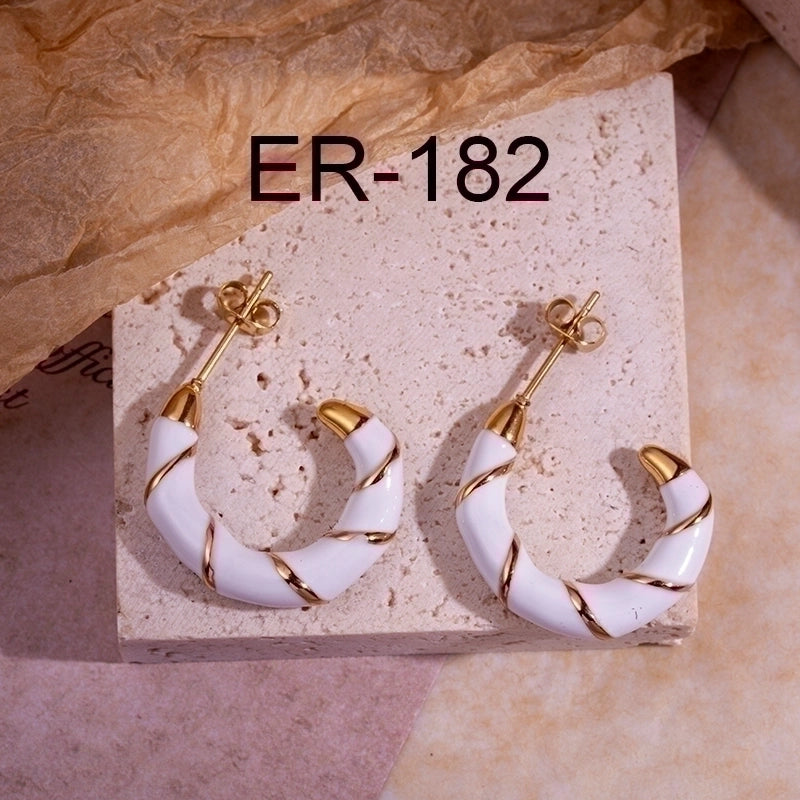 Minimalist Round Enamel Plating 304 Stainless Steel Earrings Ear Studs