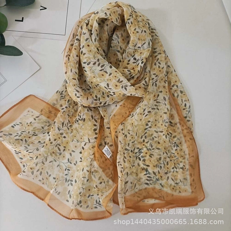 Women's Vacation Color Block Floral Polyester Silk Scarves