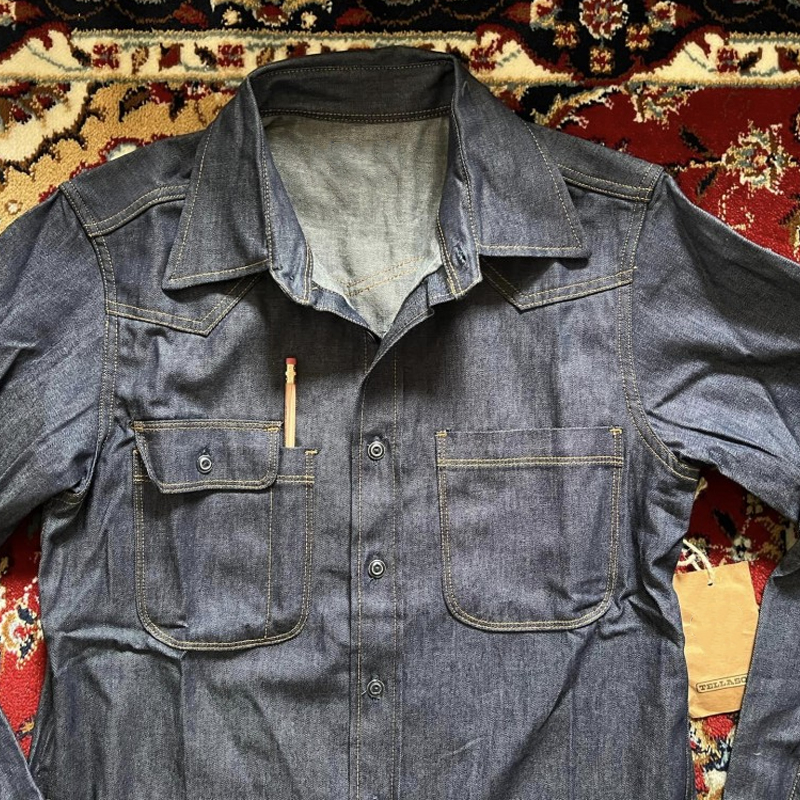 American Vintage Denim Long Sleeve Casual Shirt