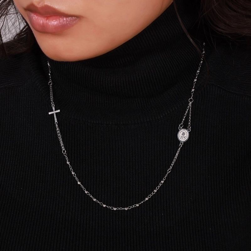 304 Stainless Steel 18K Gold Plated Casual Retro Minimalist Plating Cross Round Heart Shape Long Necklace