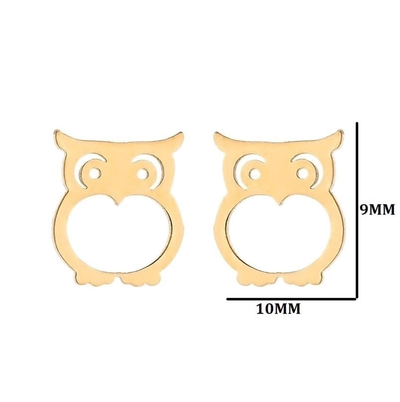 1 Pair Fashion Animal Owl Plating 304 Stainless Steel 18K Gold Plated Ear Studs